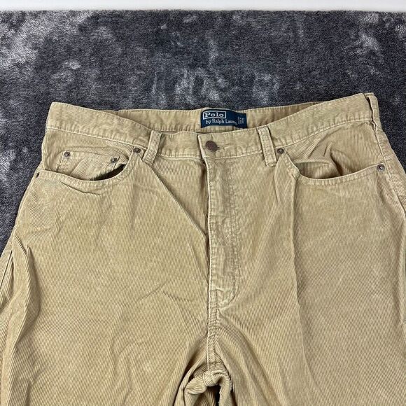 Vtg Polo Ralph Lauren Corduroy Men's 36X30 Pants Flat Front Brown Straight - Picture 2 of 12